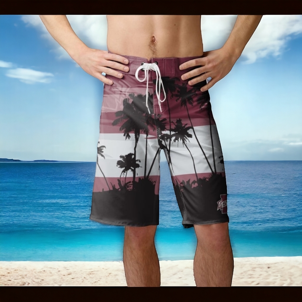 MISSISSIPPI STATE BULLDOGS NCAA MENS SUNSET BOARD SHORTS, Medium